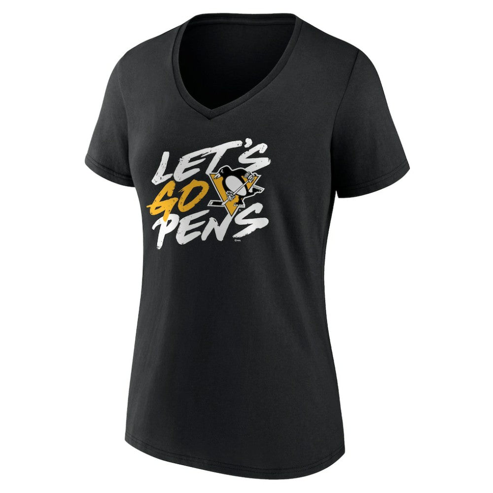Pittsburgh Penguins Women's Proclamation V-Neck T-Shirt - Black | US 5195071