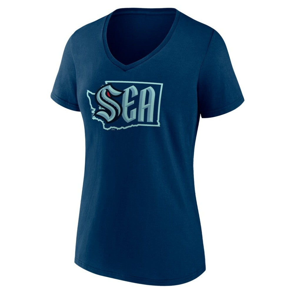 Seattle Kraken Women's Proclamation V-Neck T-Shirt - Deep Sea Blue | US 5195072