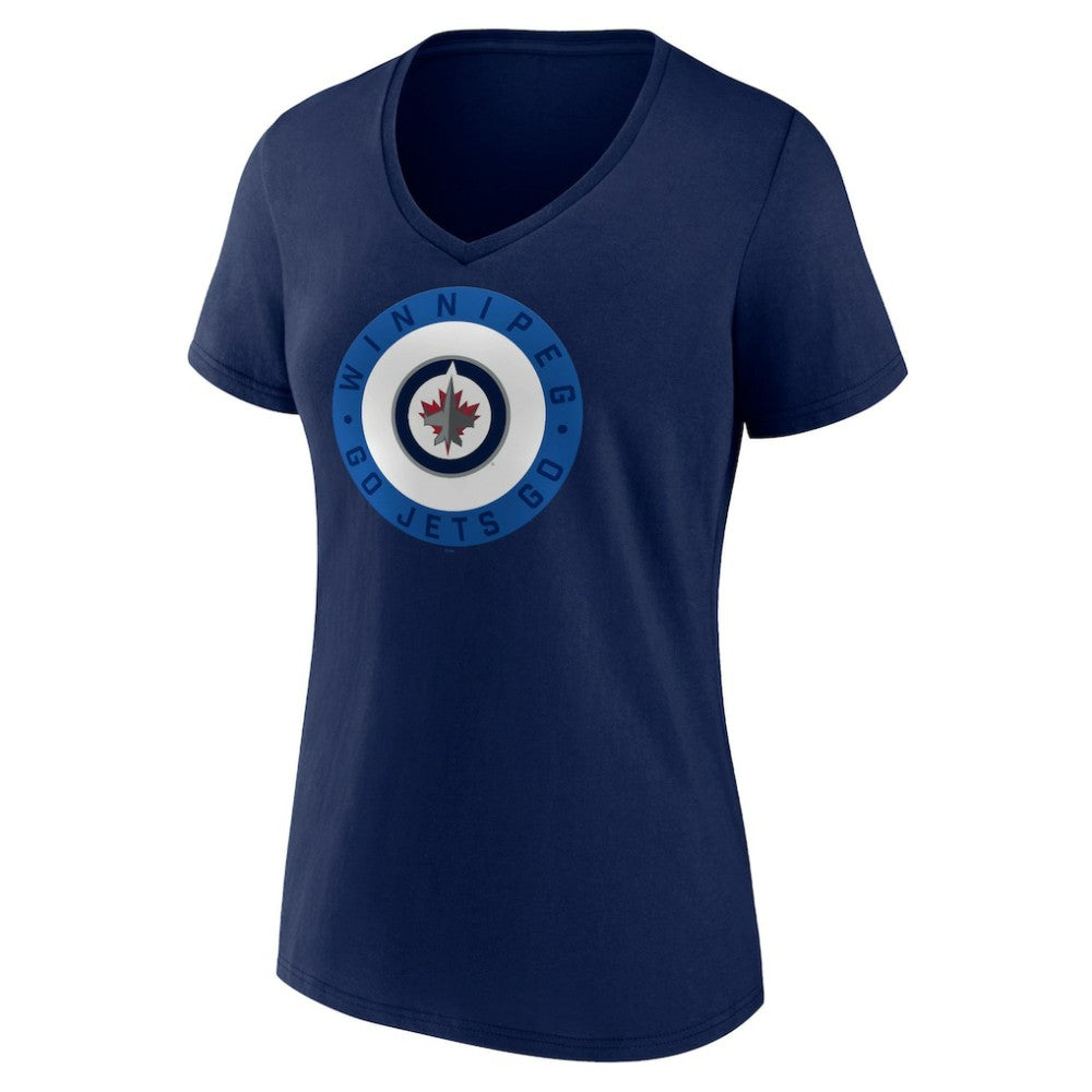 Winnipeg Jets Women's Proclamation V-Neck T-Shirt - Navy | US 5195075