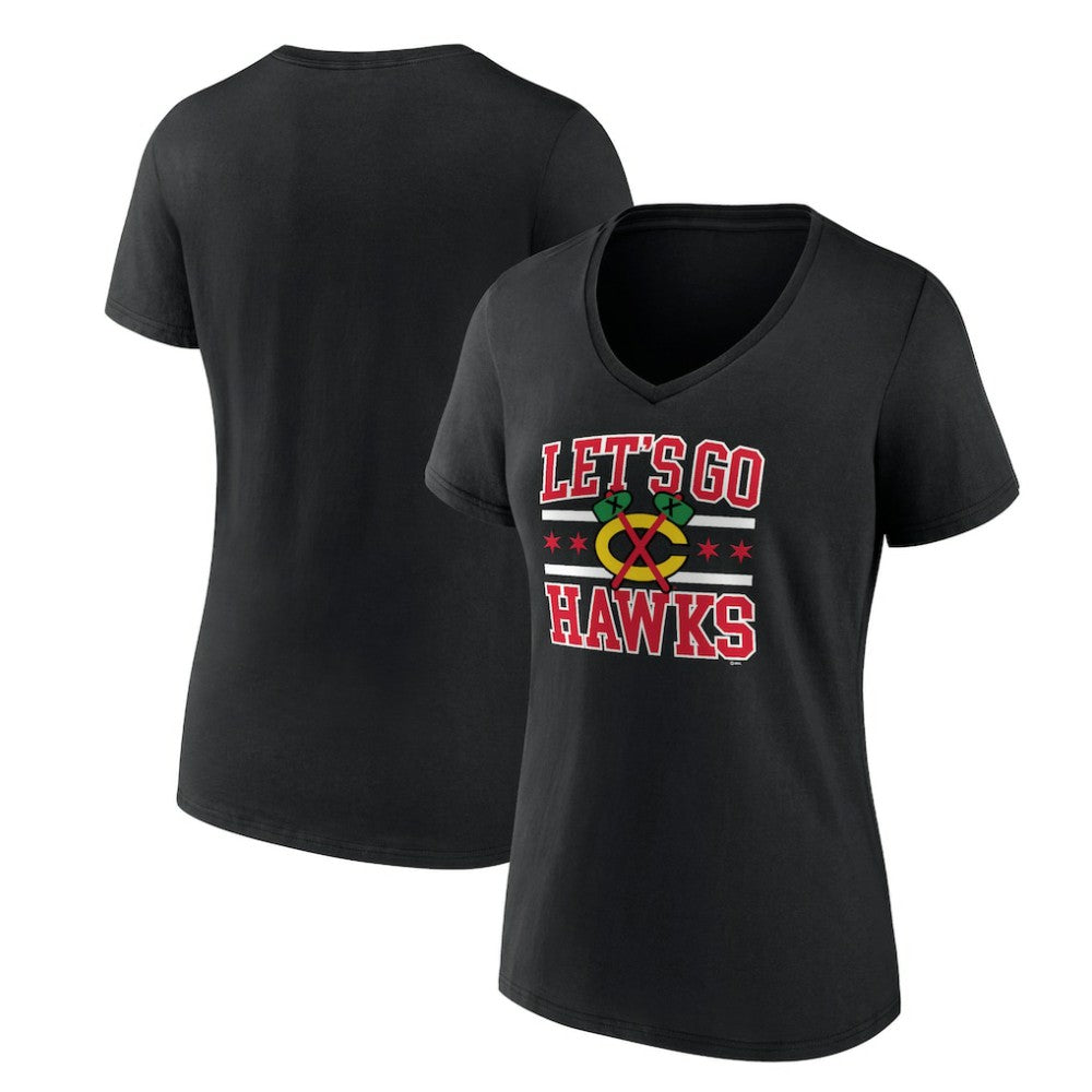 Chicago Blackhawks Women's Represent V-Neck T-Shirt - Black | US 5195438