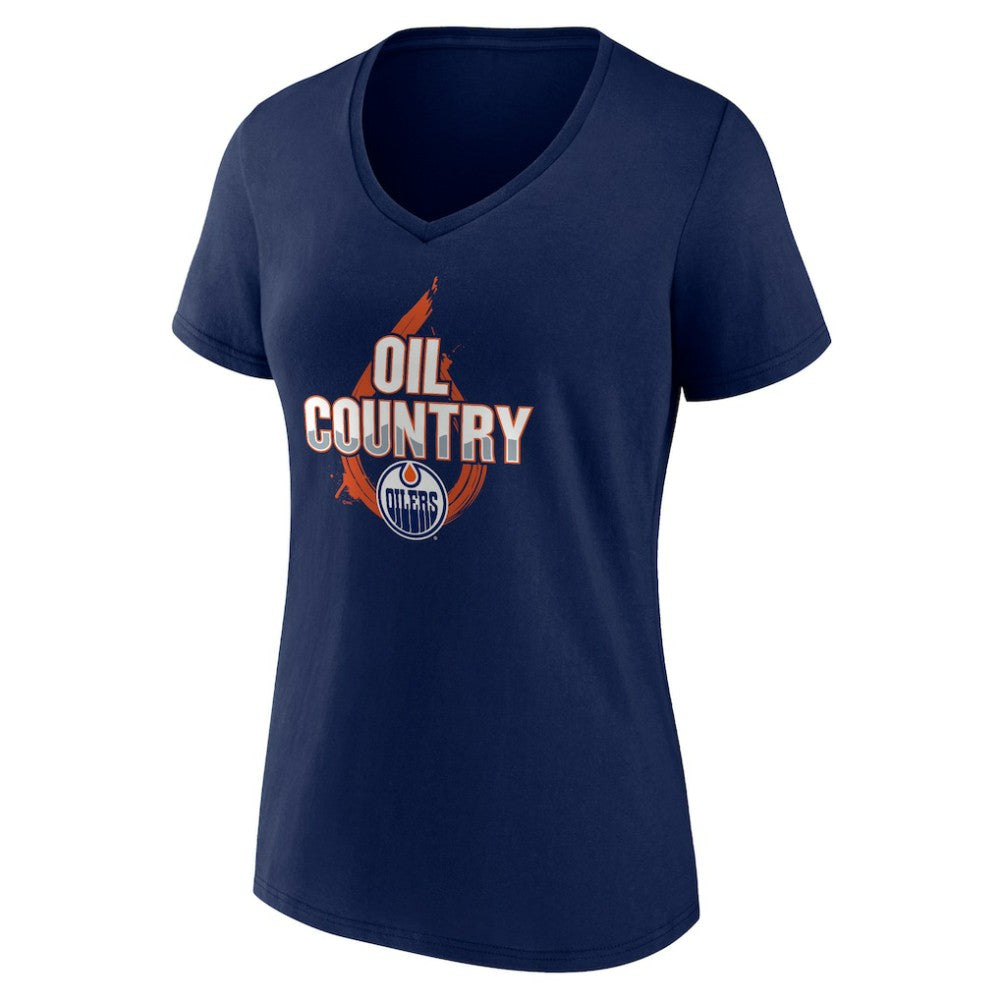 Edmonton Oilers Women's Represent V-Neck T-Shirt - Navy | US 5195447