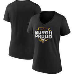 Pittsburgh Penguins Women's Represent V-Neck T-Shirt - Black | US 5195458