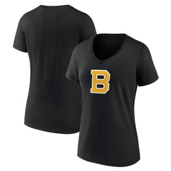 Boston Bruins Women's Alternate Logo V-Neck T-Shirt - Black | US 5196933