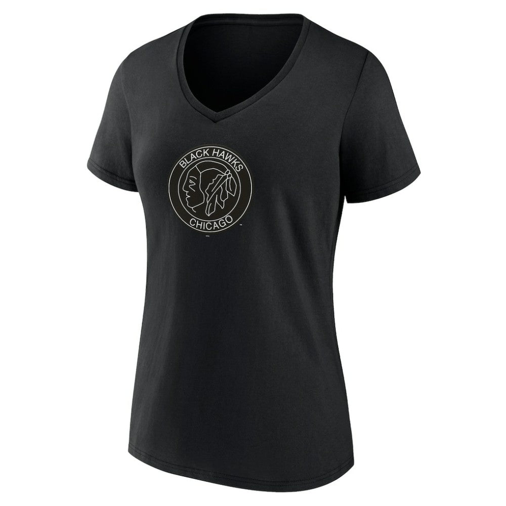 Chicago Blackhawks Women's Alternate Logo V-Neck T-Shirt - Black | US 5196935