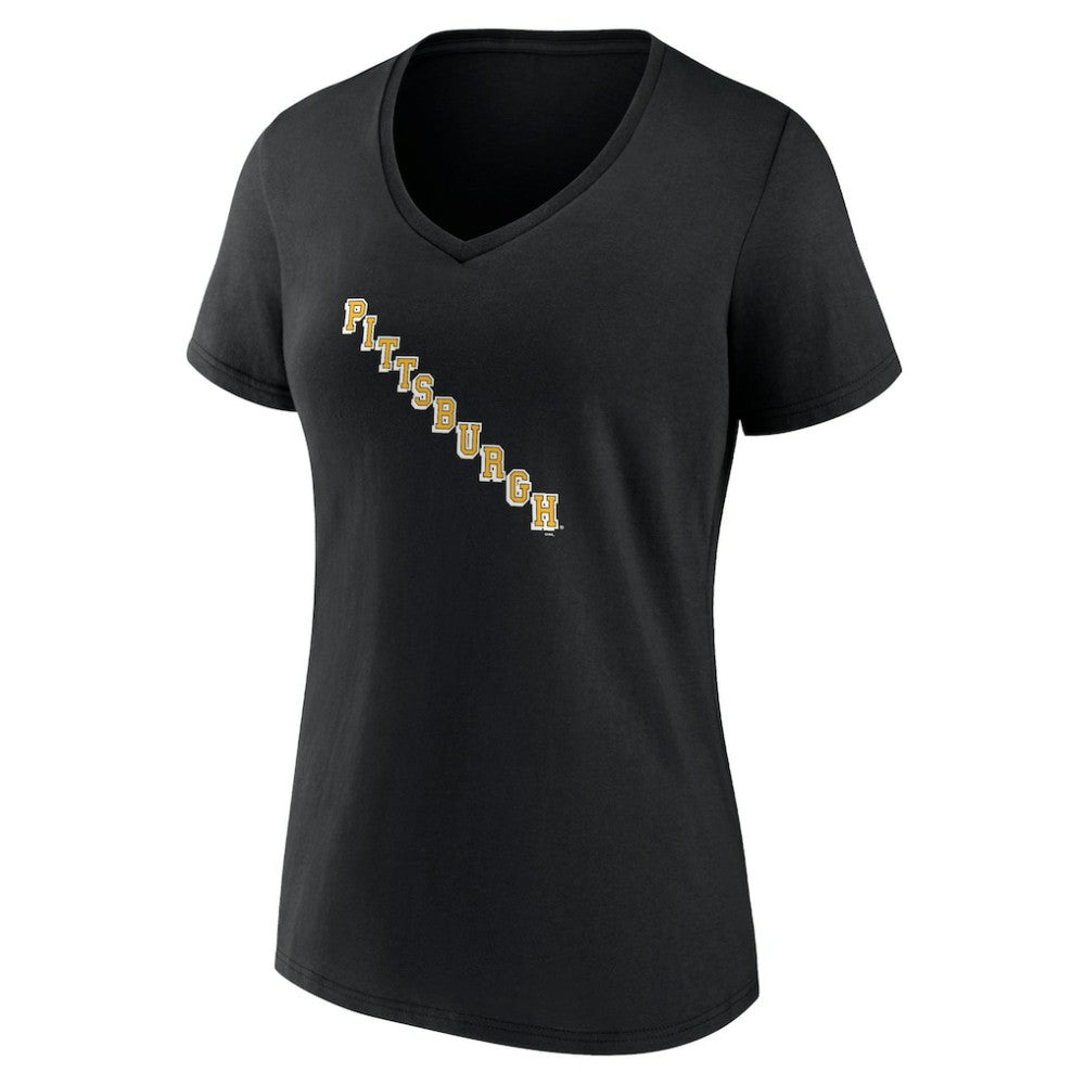 Pittsburgh Penguins Women's Alternate Logo V-Neck T-Shirt - Black | US 5196937