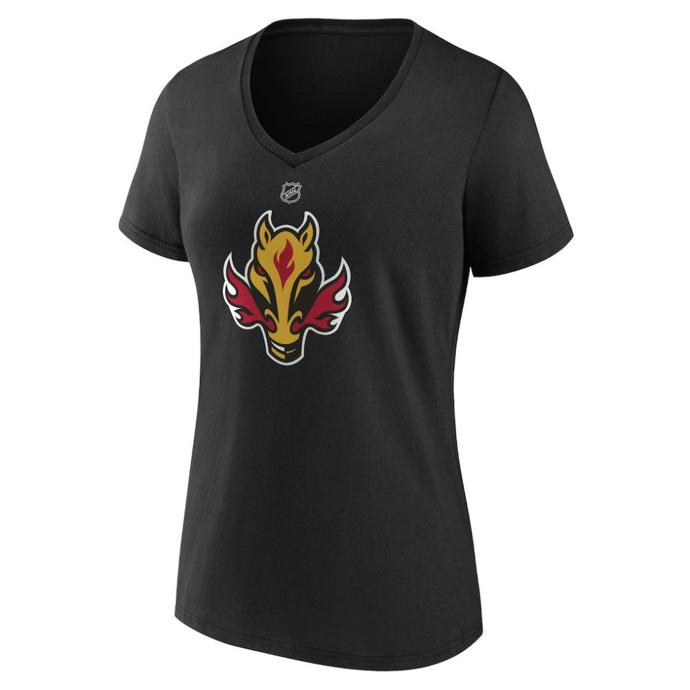 Calgary Flames Women's Alternate Logo V-Neck T-Shirt - Black | US 5197027
