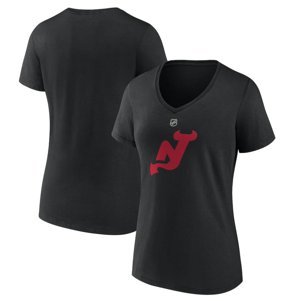 New Jersey Devils Women's Alternate Logo V-Neck T-Shirt - Black | US 5197030