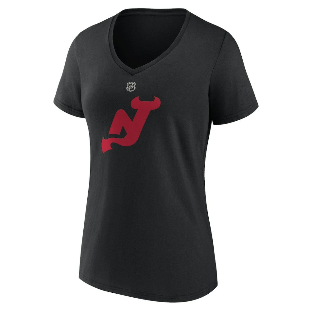 New Jersey Devils Women's Alternate Logo V-Neck T-Shirt - Black | US 5197030