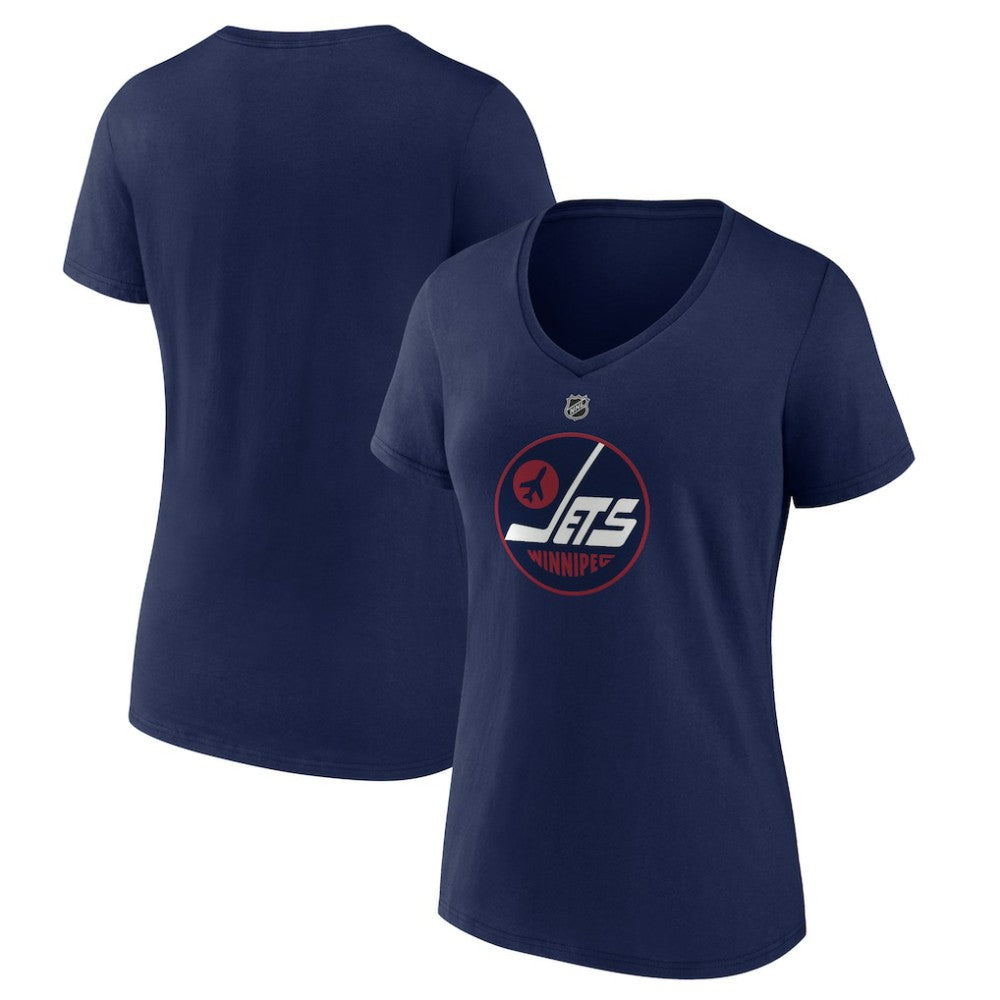 Winnipeg Jets Women's Alternate Logo V-Neck T-Shirt - Navy | US 5197034