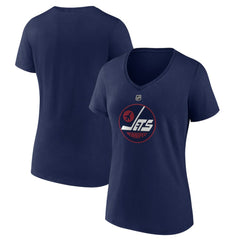 Winnipeg Jets Women's Alternate Logo V-Neck T-Shirt - Navy | US 5197034