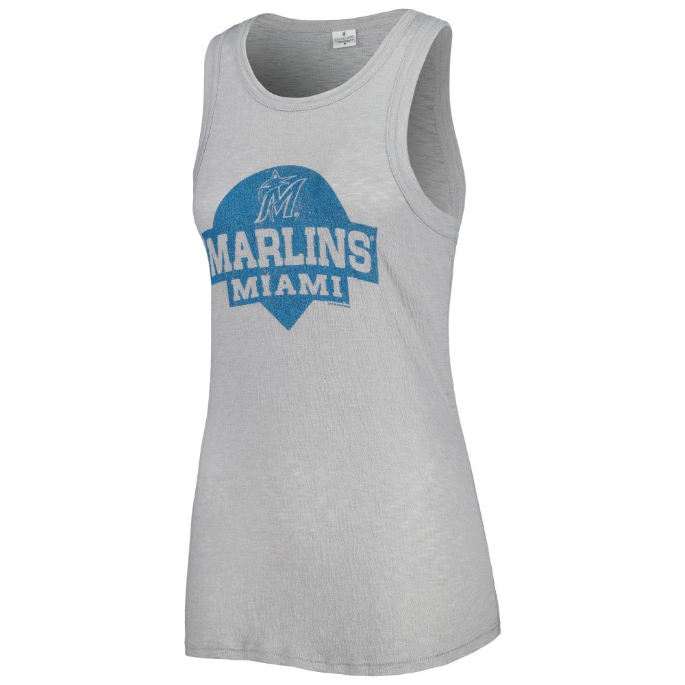 Miami Marlins Soft as a Grape Women's Tri-Blend Tank Top - Gray Tanks