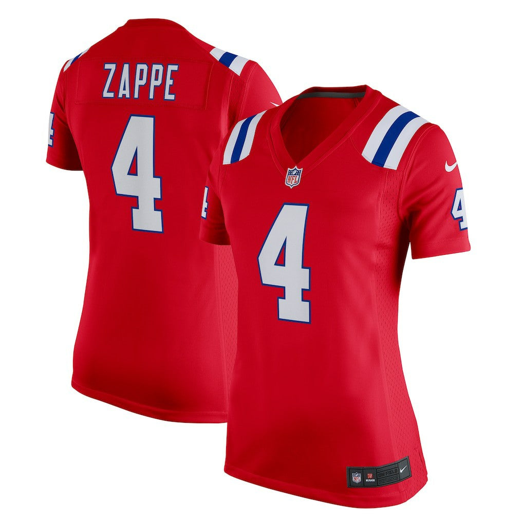 Bailey Zappe New England Patriots Women's Team Game Jersey - Red Jerseys