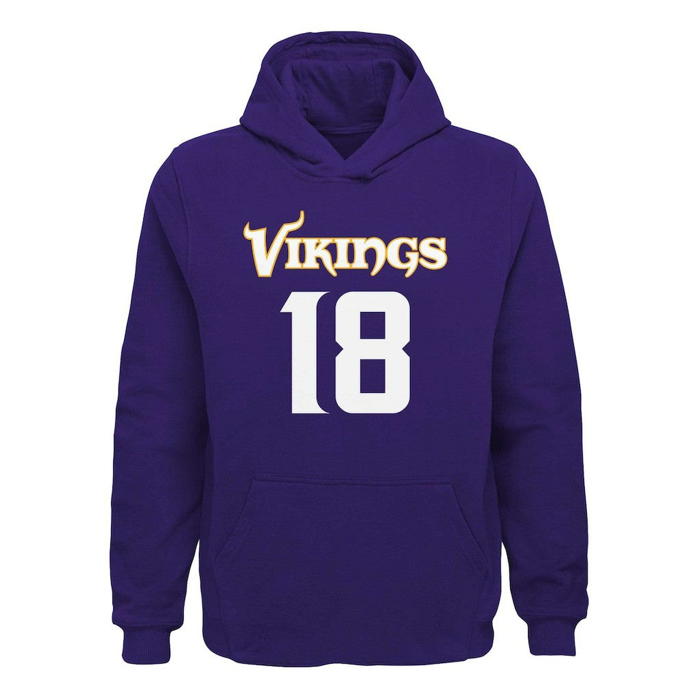 Justin Jefferson Minnesota Vikings Youth Mainliner Player Name & Number Pullover Hoodie - Purple Hoodies