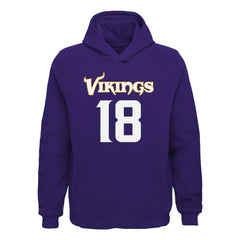 Justin Jefferson Minnesota Vikings Youth Mainliner Player Name & Number Pullover Hoodie - Purple Hoodies