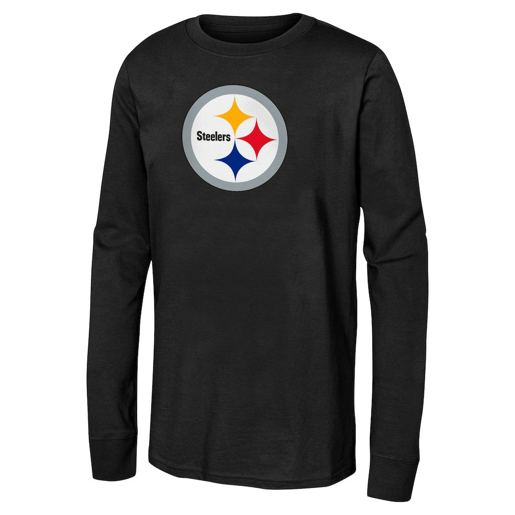 Pittsburgh Steelers Youth Primary Logo Long Sleeve T-Shirt - Black T-shirts