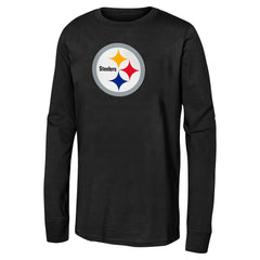 Pittsburgh Steelers Youth Primary Logo Long Sleeve T-Shirt - Black T-shirts