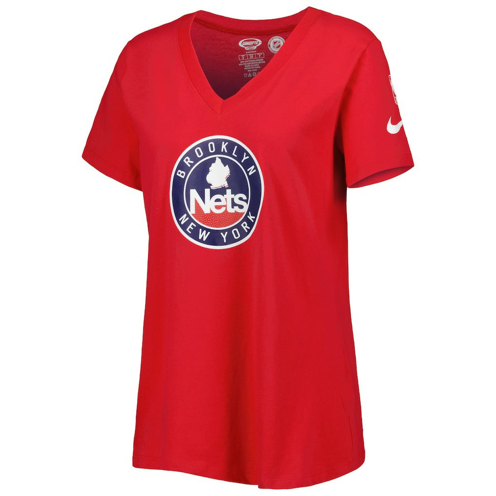 Brooklyn Nets Women's Local Performance V-Neck T-Shirt Red - Nike