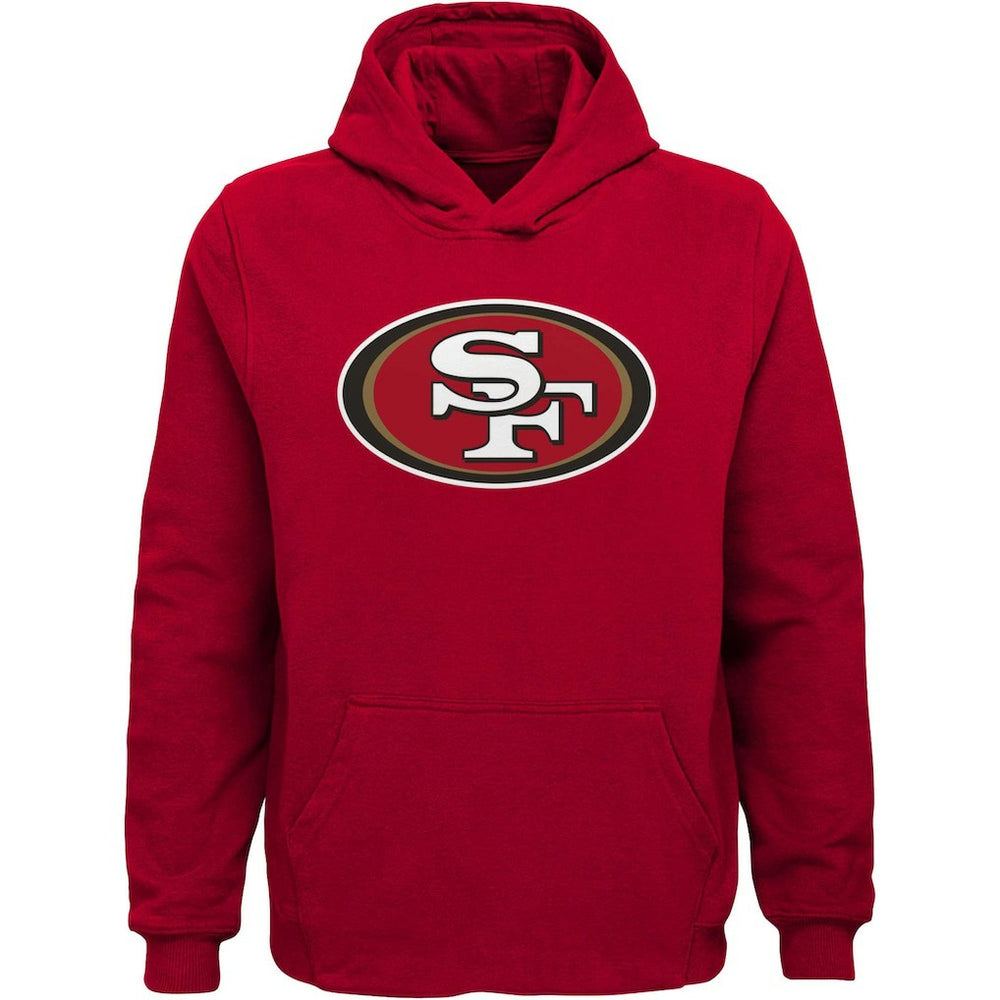 San Francisco 49ers Youth Team Logo Pullover Hoodie - Scarlet Hoodies