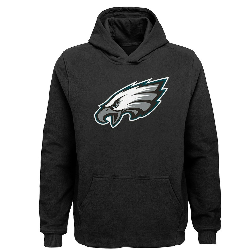 Philadelphia Eagles Youth Team Logo Pullover Hoodie - Black Hoodies