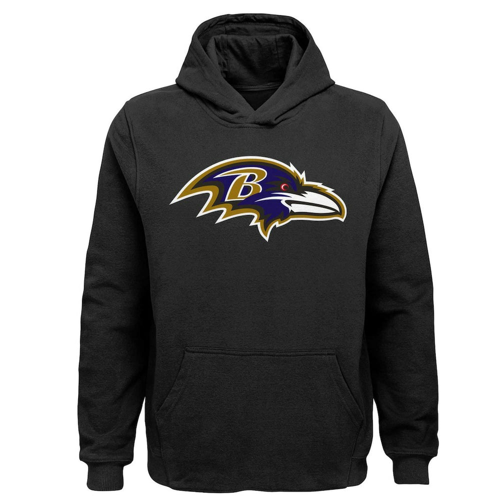 Baltimore Ravens Youth Team Logo Pullover Hoodie - Black Hoodies