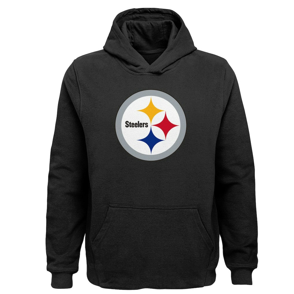 Pittsburgh Steelers Youth Team Logo Pullover Hoodie - Black Hoodies