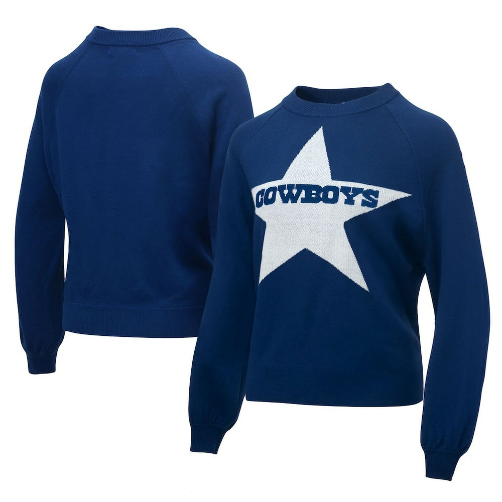 Dallas Cowboys Lauren James Women's Wordmark Star Raglan Pullover Sweater - Navy Pullover