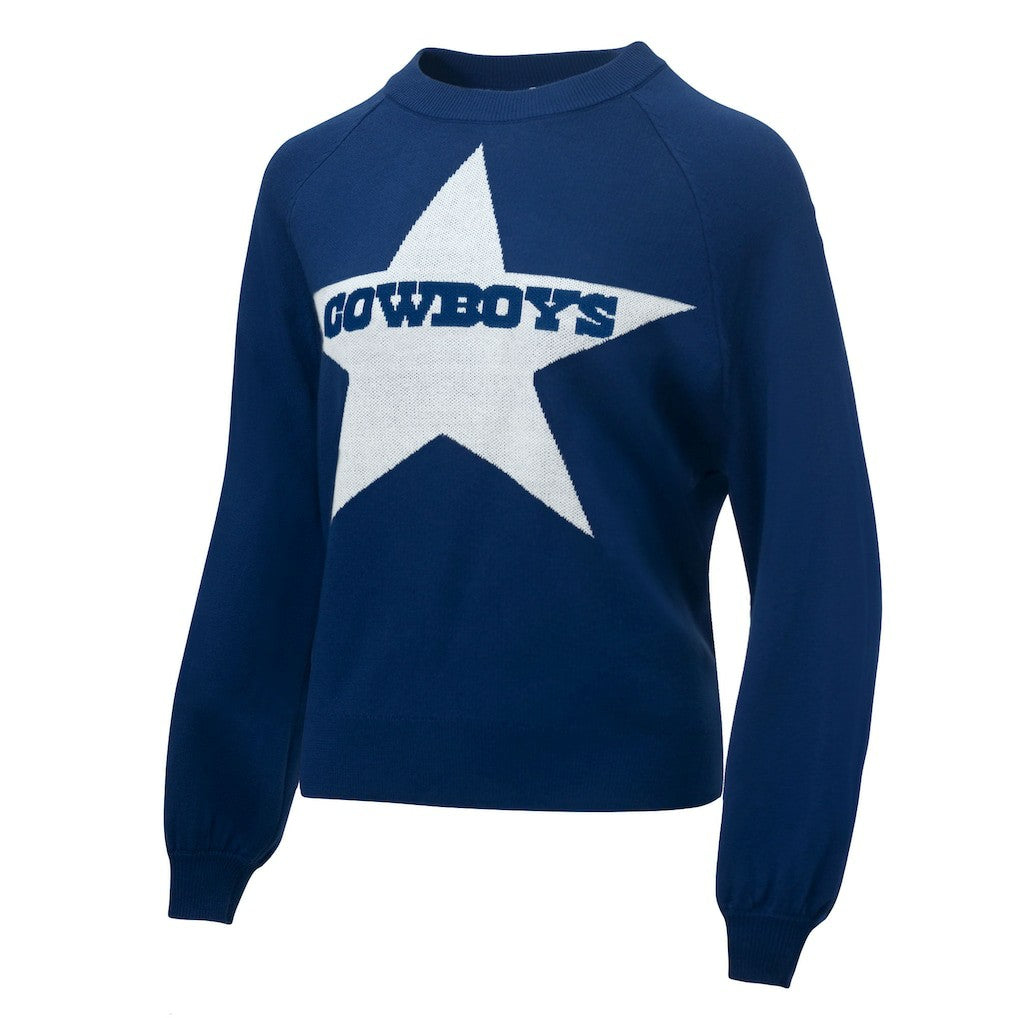 Dallas Cowboys Lauren James Women's Wordmark Star Raglan Pullover Sweater - Navy Pullover
