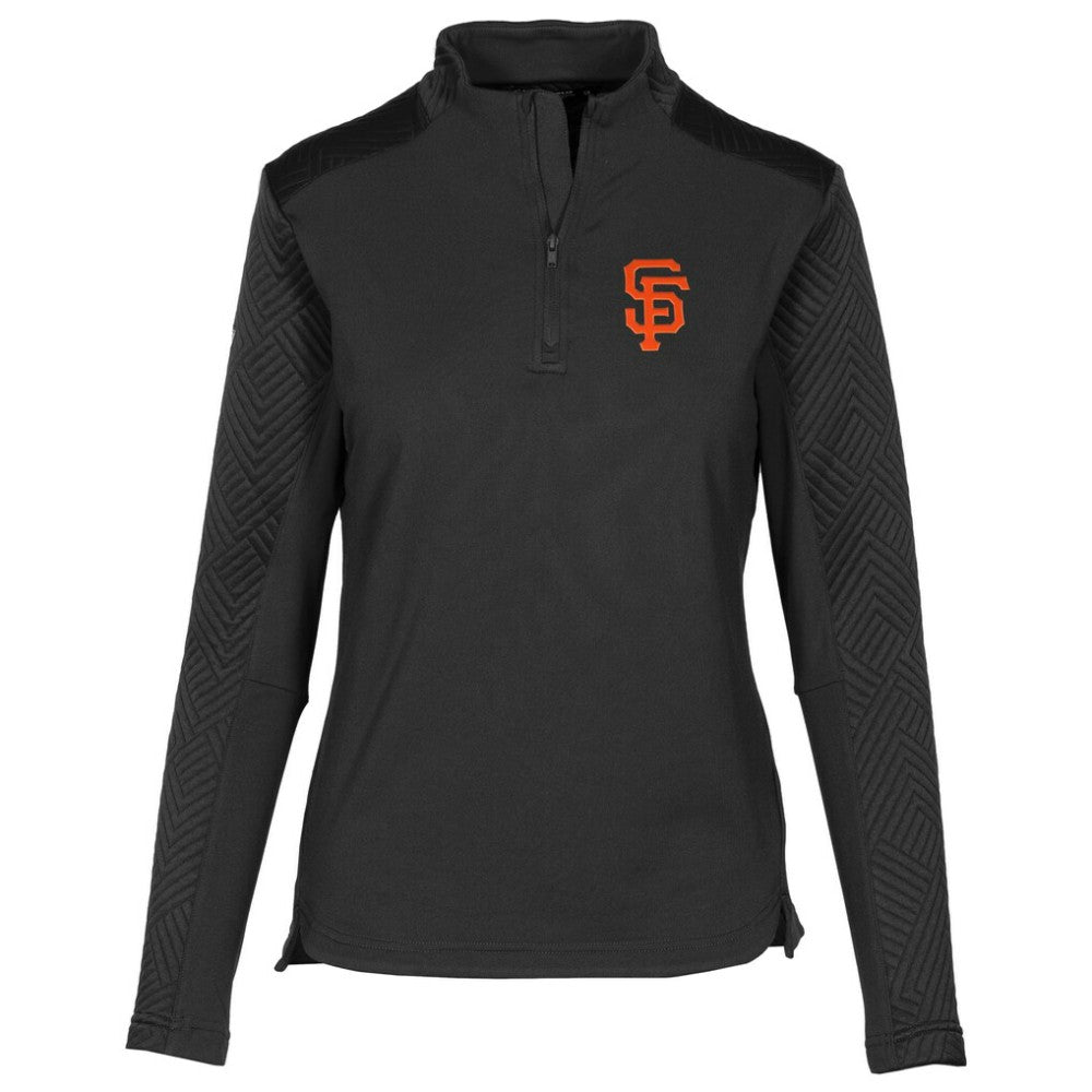 San Francisco Giants Levelwear Women's Daybreak Quarter-Zip Pullover Top - Black Pullover