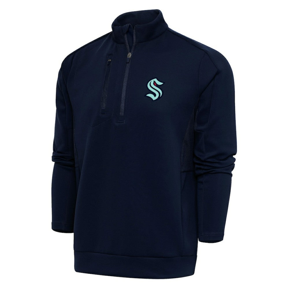 Seattle Kraken Antigua Special Edition 2.0 Generation Quarter-Zip Pullover Top - Navy | US 5205526