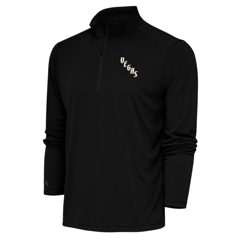 Vegas Golden Knights Antigua Special Edition 2.0 Tribute Quarter-Zip Pullover Top - Black | US 5205595