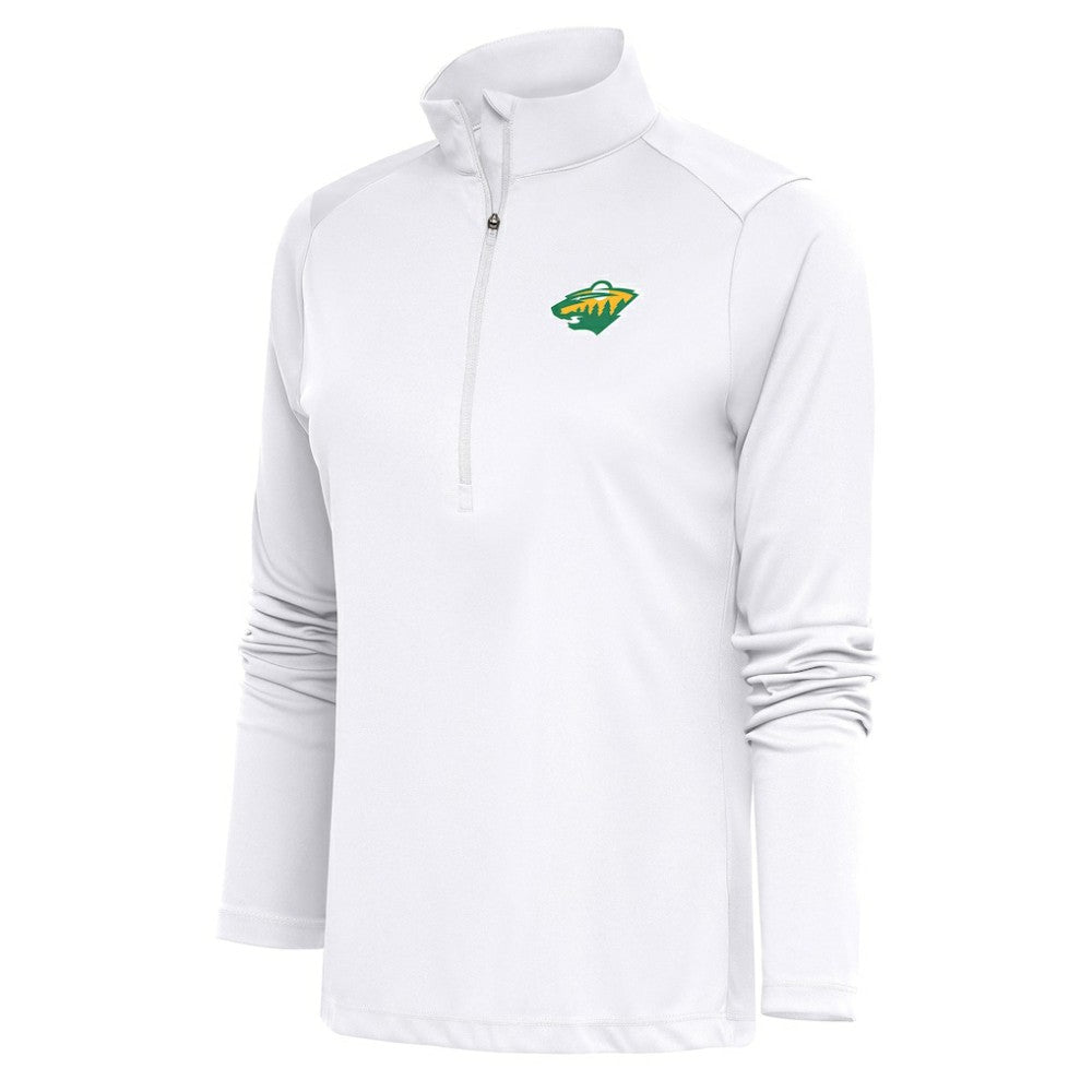 Minnesota Wild Antigua Women's Special Edition 2.0 Tribute Quarter-Zip Pullover Top - White | US 5206128