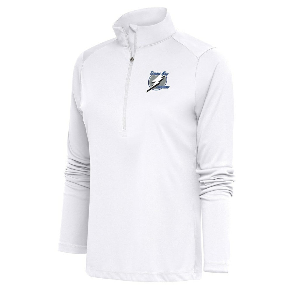 Tampa Bay Lightning Antigua Women's Special Edition 2.0 Tribute Quarter-Zip Pullover Top - White | US 5206140