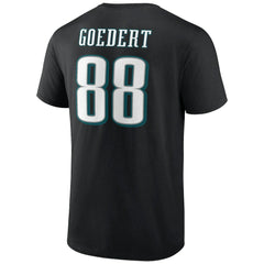 Dallas Goedert Philadelphia Eagles Icon Player Name & Number T-Shirt - Black T-shirts