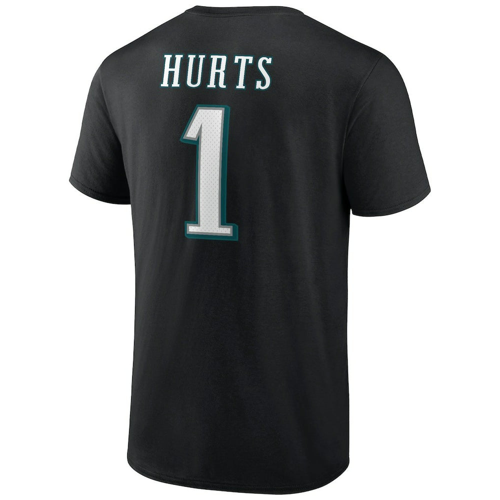 Jalen Hurts Philadelphia Eagles Icon Player Name & Number T-Shirt - Black T-shirts