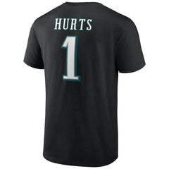 Jalen Hurts Philadelphia Eagles Icon Player Name & Number T-Shirt - Black T-shirts