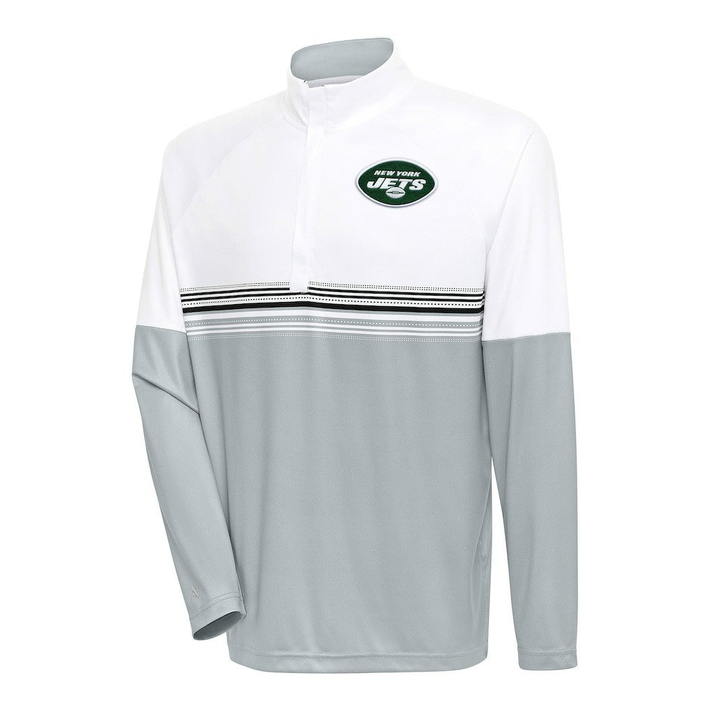 New York Jets Antigua Bender Quarter-Zip Pullover Top - White/Black Pullover
