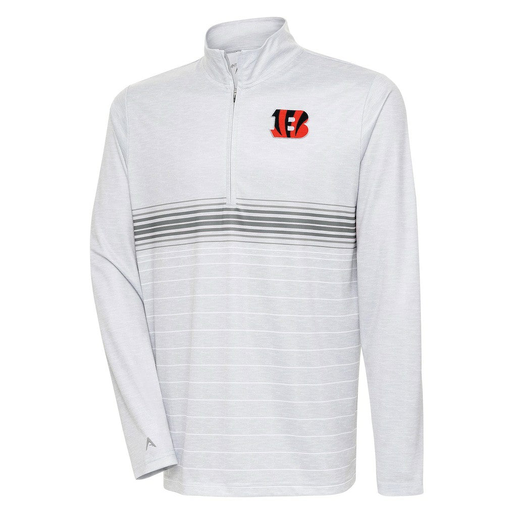 Cincinnati Bengals Antigua Bullseye Quarter-Zip Pullover Top - Heather Gray/Steel Pullover