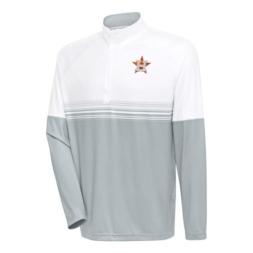 Houston Astros Antigua Bender Quarter-Zip Pullover Top - White/Gray Pullover
