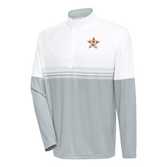 Houston Astros Antigua Bender Quarter-Zip Pullover Top - White/Gray Pullover