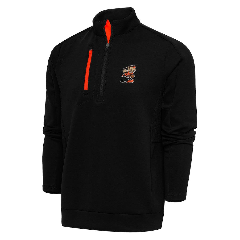 Cleveland Browns Antigua Team Logo Generation Quarter-Zip Pullover Jacket - Black Pullover