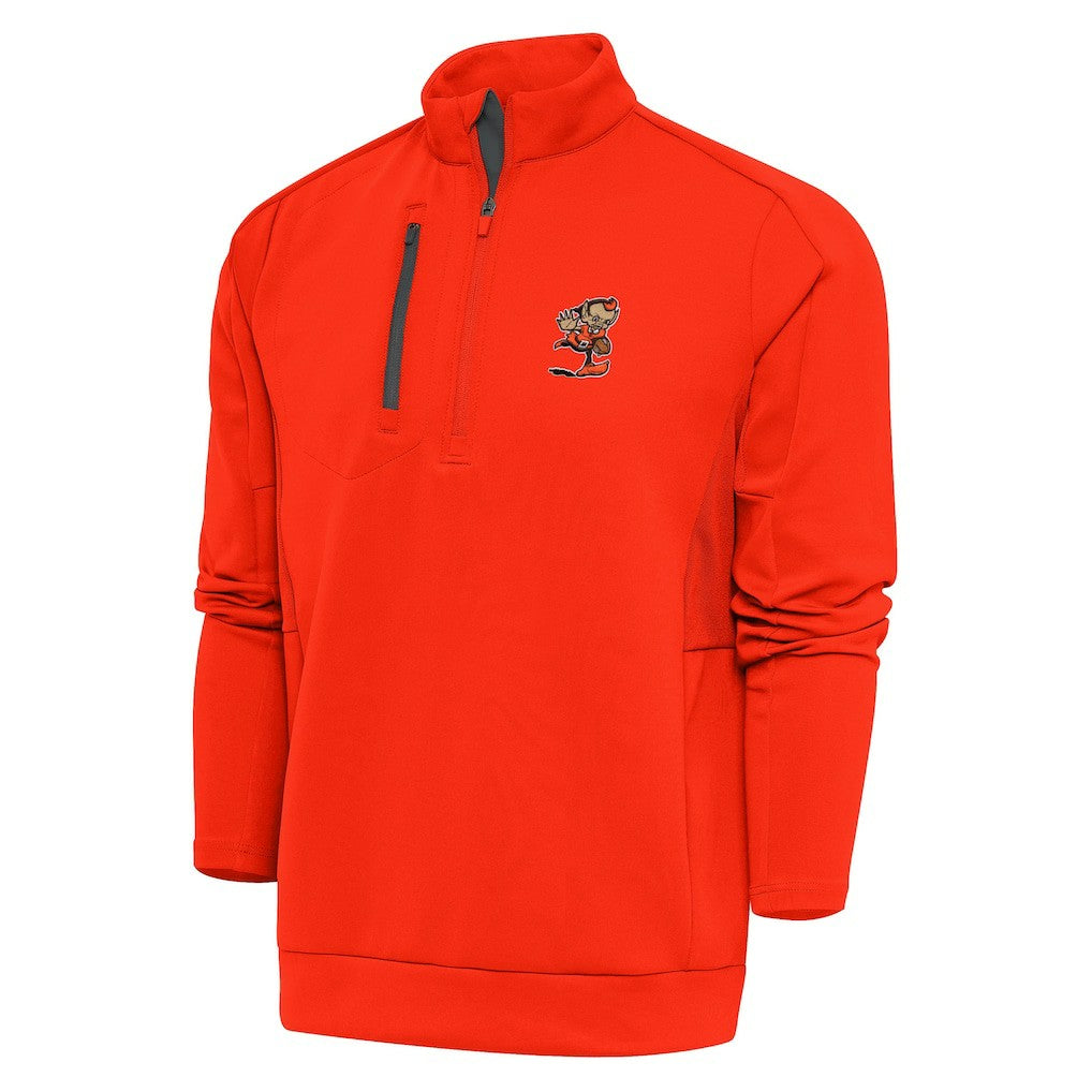 Cleveland Browns Antigua Team Logo Generation Quarter-Zip Pullover Jacket - Orange Pullover