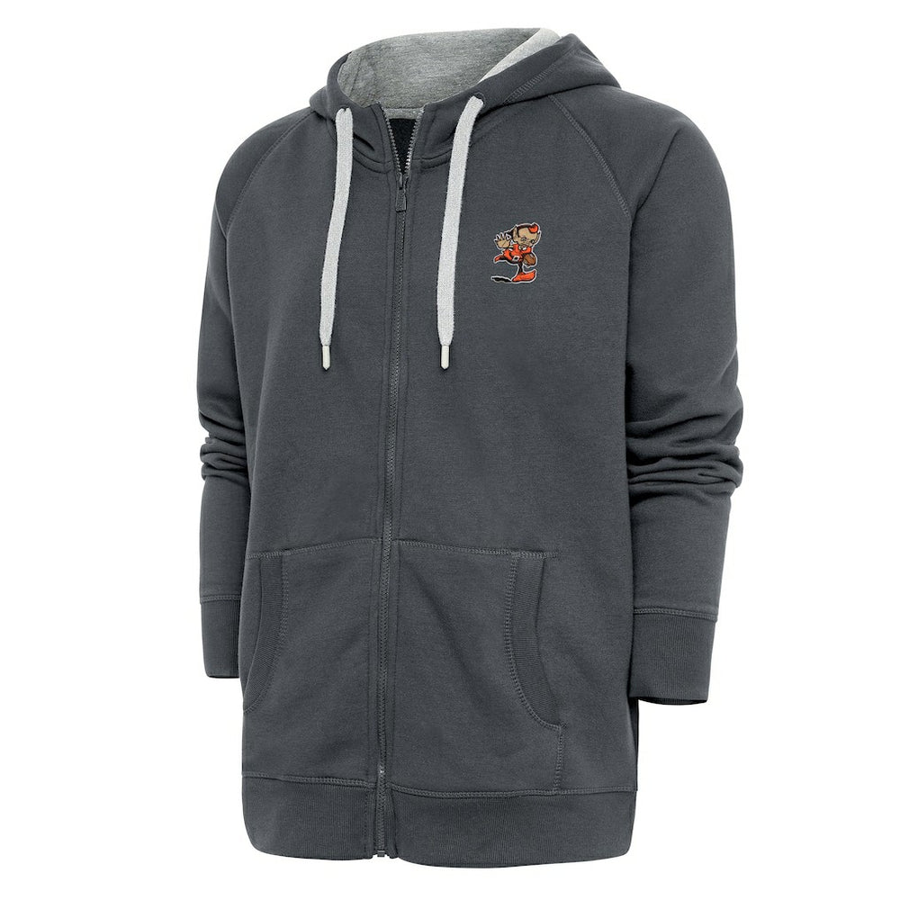 Cleveland Browns Antigua Team Logo Victory Full-Zip Hoodie - Charcoal Hoodies
