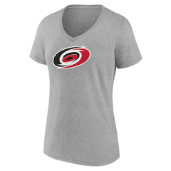 Carolina Hurricanes Women's Primary Logo Team V-Neck T-Shirt - Heather Gray | US 5221153
