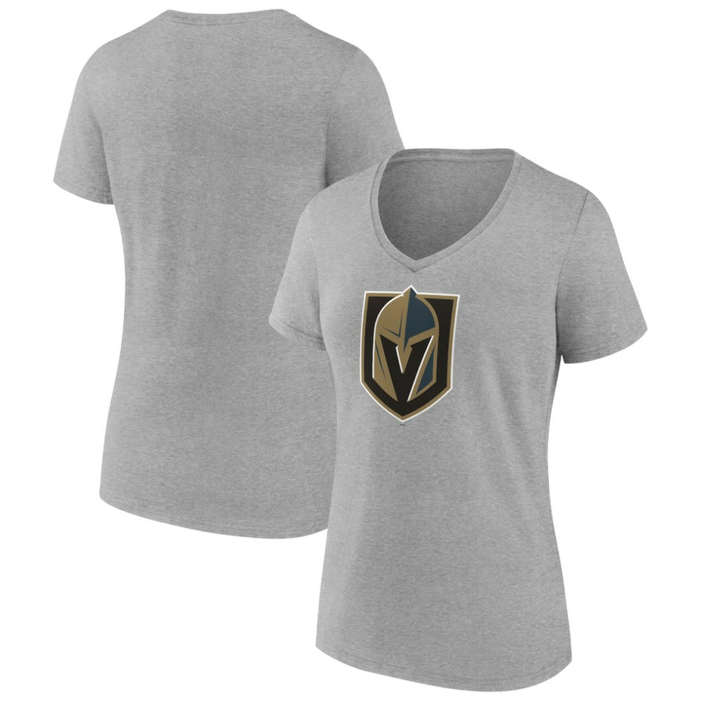Vegas Golden Knights Women's Primary Logo Team V-Neck T-Shirt - Heather Gray | US 5221174