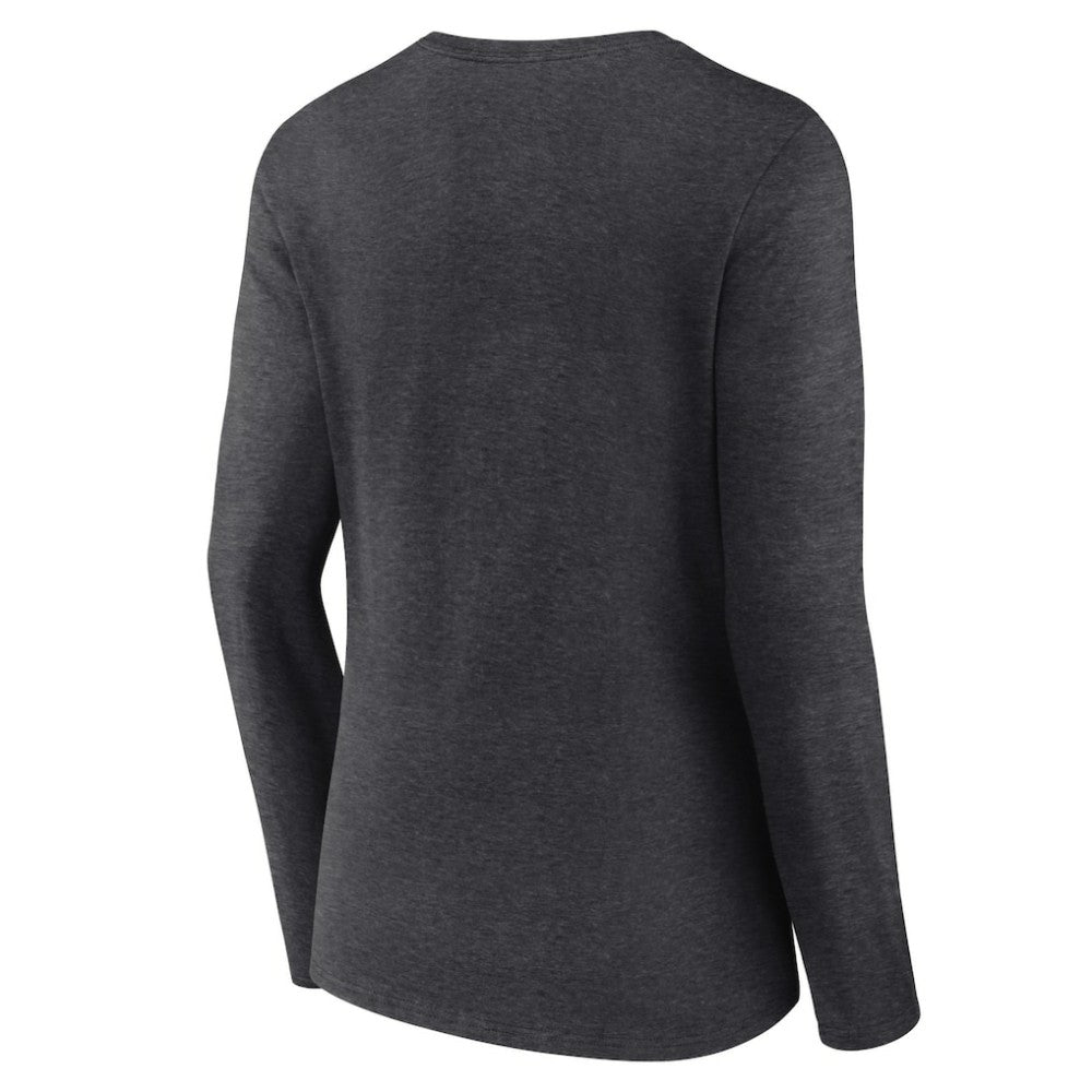 Boston Bruins Women's Primary Team Logo Long Sleeve V-Neck T-Shirt - Heather Charcoal | US 5221177