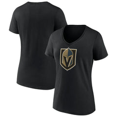Vegas Golden Knights Women's Team Primary Logo V-Neck T-Shirt - Black | US 5221215