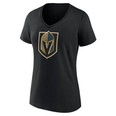 Vegas Golden Knights Women's Team Primary Logo V-Neck T-Shirt - Black | US 5221215