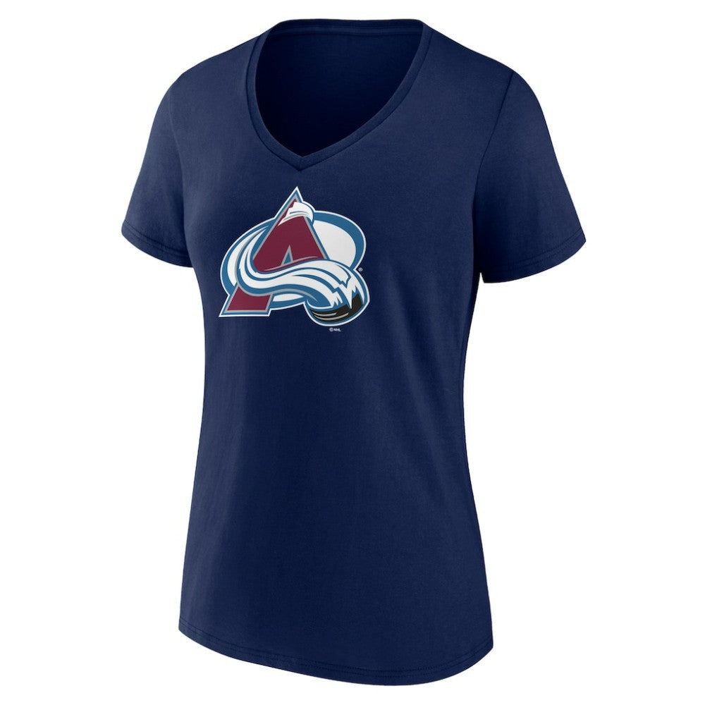 Colorado Avalanche Women's Team Primary Logo V-Neck T-Shirt - Navy | US 5221228