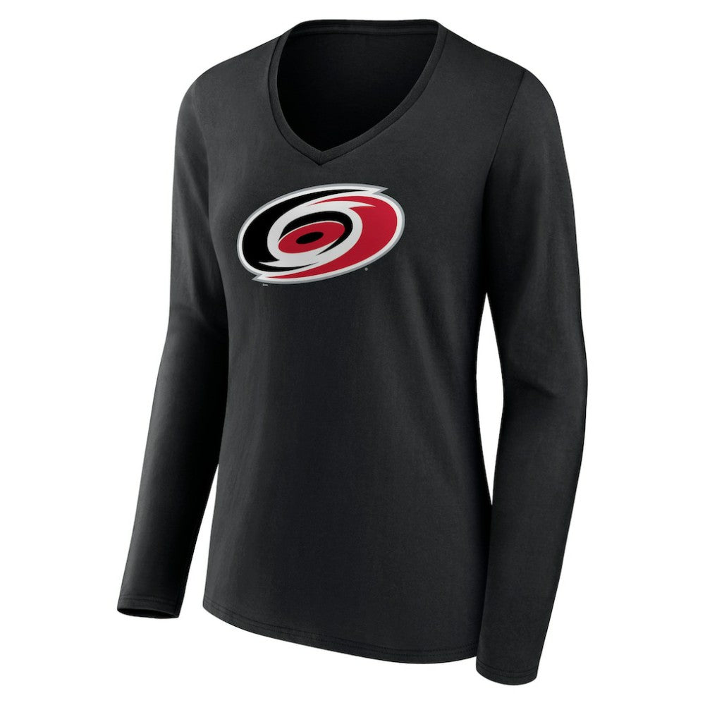 Carolina Hurricanes Women's Primary Team Logo Long Sleeve V-Neck T-Shirt - Black | US 5221242