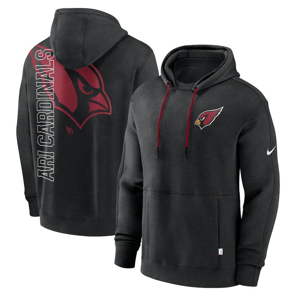 Arizona Cardinals Layered Logo Statement Pullover Hoodie - Black Hoodies